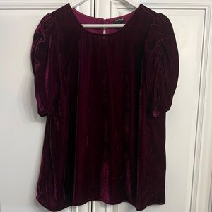 Torrid Size 0 Women's Size Large Velvet Caterpillar Sleeve Blouse in Burgundy